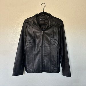 REACTION by Kenneth Cole Black Leather Jacket, Size Medium